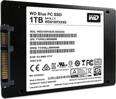 Western Digital Blue SSD 1TB τύπου 2.5'' με σύνδεση SATA III WDS100T1B0A