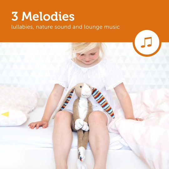 Zazu Sleep Toy Bo Bunny made of Fabric with White Noise and Light for 0++ Months