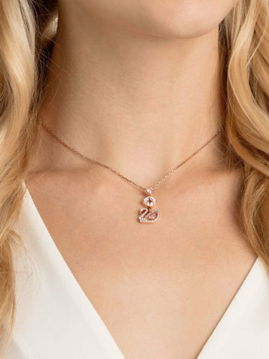 Swarovski Dazzling Swan Y Necklace With Pink Gold Plating