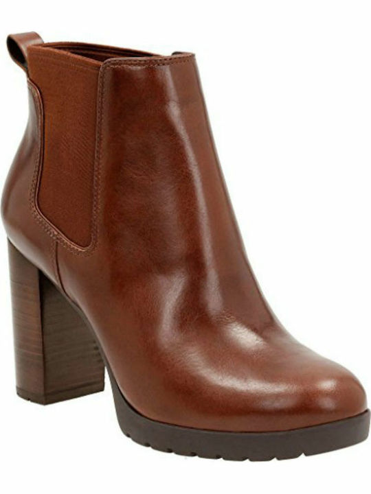 Clarks Elipsa Dee Leather Women's Ankle Boots Tabac Brown