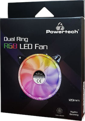 Powertech PT-909 Ventilator Carcasă 120mm cu Iluminare RGB și Conexiune 6 pini 1buc