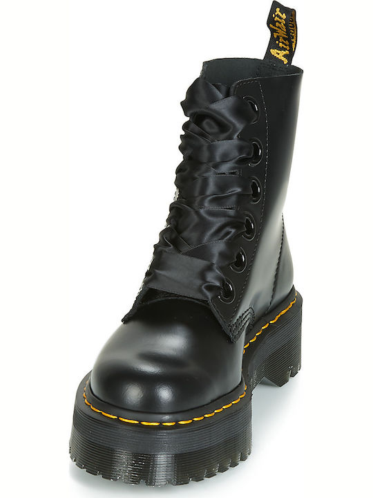 Molly Ghete Dama De Piele Cu Platforme Pentru Femei Cu Toc Mediu Negru