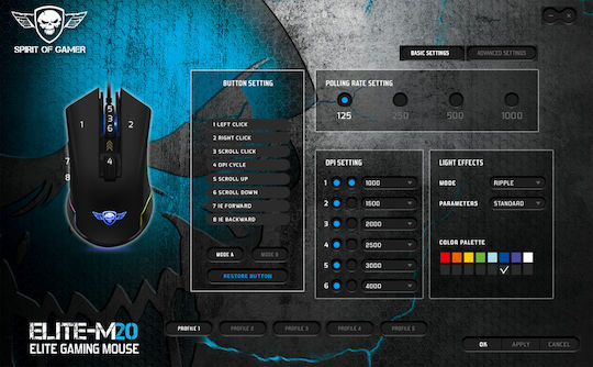 Spirit of Gamer Elite M20 Black Edition RGB Gaming Mouse 4000 DPI Black