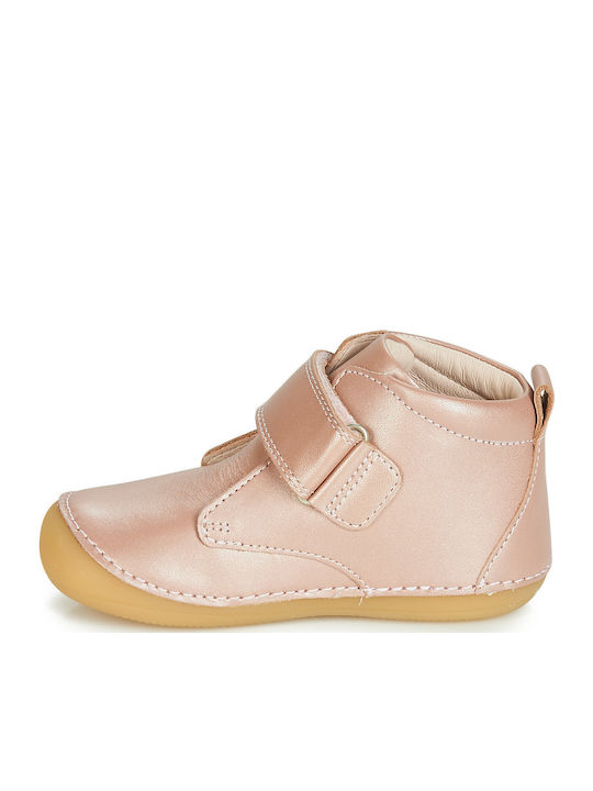 Sabio Anatomisch Lederne Kinderstiefeletten mit Klettverschluss Rosa