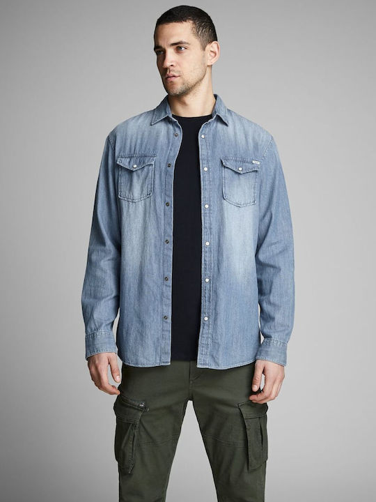 Long-sleeved Denim Shirt Medium Blue Denim
