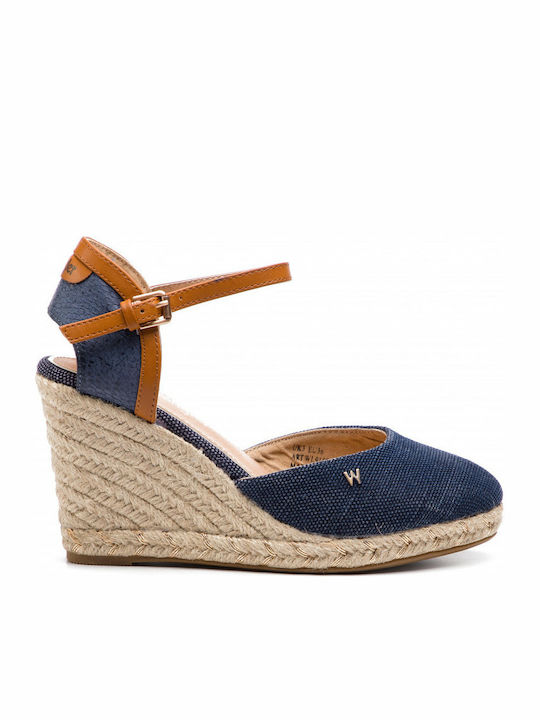 Wrangler Rope Brava Women's Fabric Platform Espadrilles Navy Blue