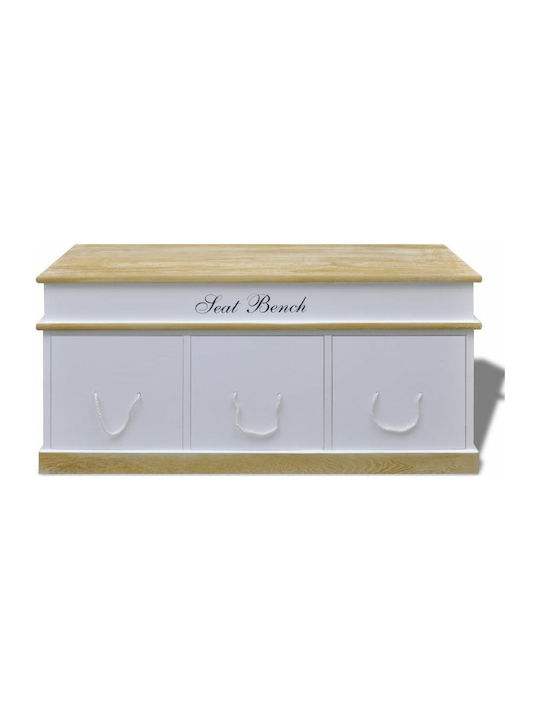 Entry Furniture with Shoe Rack & Bench White / Brown 100x35x45cm