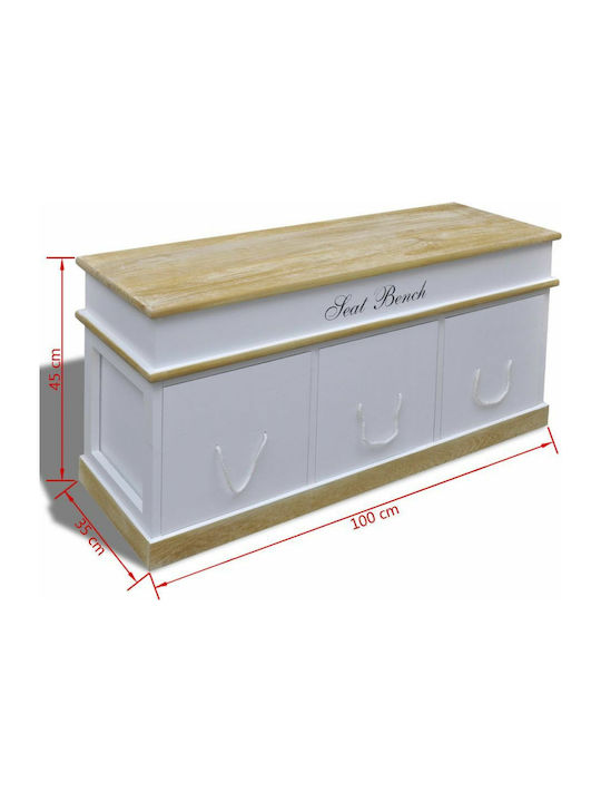 Entry Furniture with Shoe Rack & Bench White / Brown 100x35x45cm