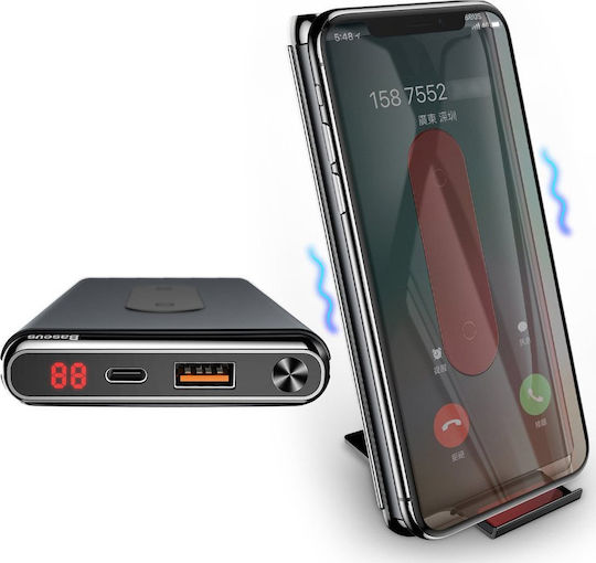 Baseus Wireless Power Bank 10000mAh 15W с USB-A порт Бързо зареждане 3.0 Черен