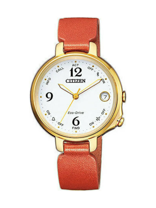 Citizen Γυναικείο Ρολόι 33mm με Πορτοκαλί Δερμάτινο Λουράκι