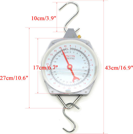 Zpower Analog Commercial Crane Scale 25kg/100gr