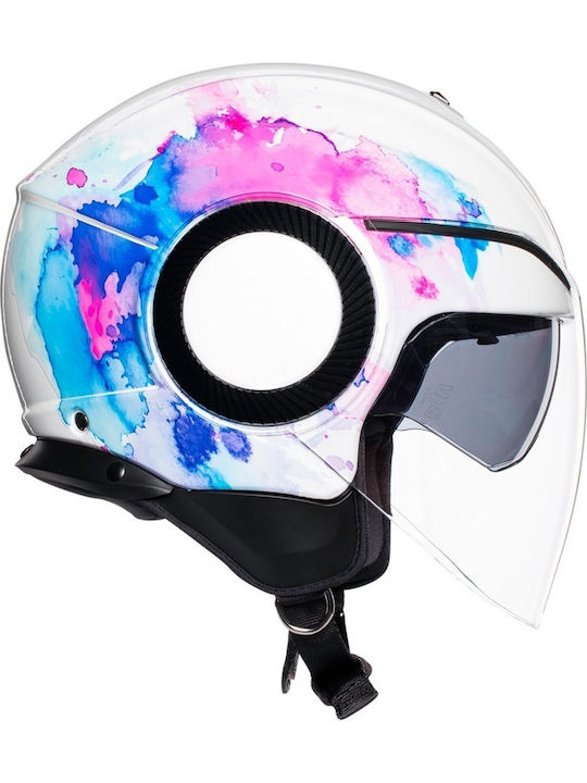 AGV Orbyt Mayfair White/Purple Κράνος Μηχανής Jet 1280gr με Sunvisor