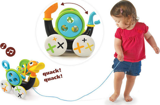 Yookidoo Дърпаща играчка Pull Along Whistling Duck от дърво с музика и звуци за 12++ месеца