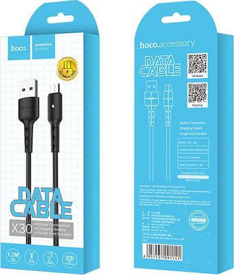 Hoco Regular USB 2.0 to micro USB Cable Μαύρο 1.2m (X30 Star)