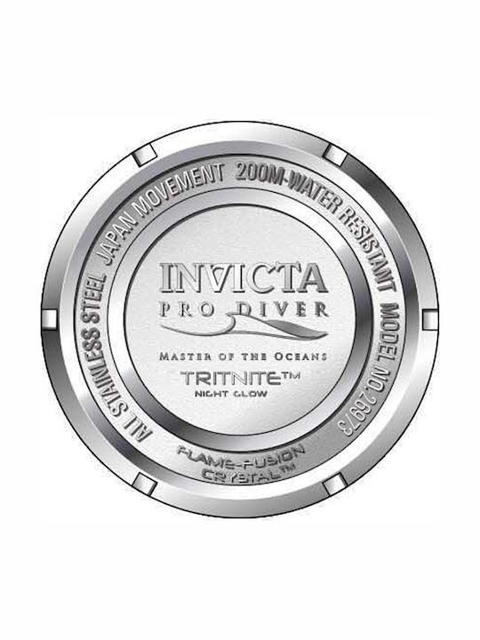 Invicta Pro Diver Ανδρικό Ρολόι 40mm Μπαταρίας με Ασημί Μεταλλικό Μπρασελέ