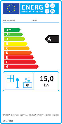 Prity 2P41 Μεταλλική Ξυλόσομπα με Φούρνο 15kW Μαύρη