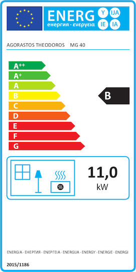 Agorastos ΣΑ-40 Stahl Holzofen 11kW Schwarz