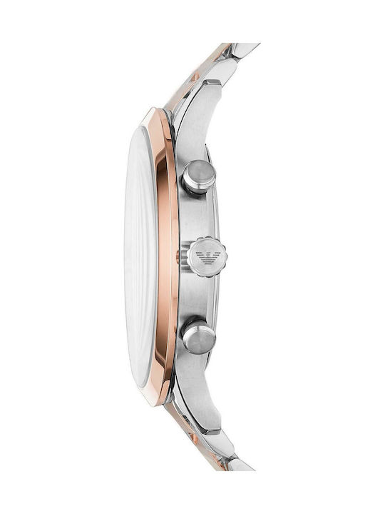 Emporio Armani Giovanni Men's Watch 44mm Chronograph Battery with Silver Metal Bracelet