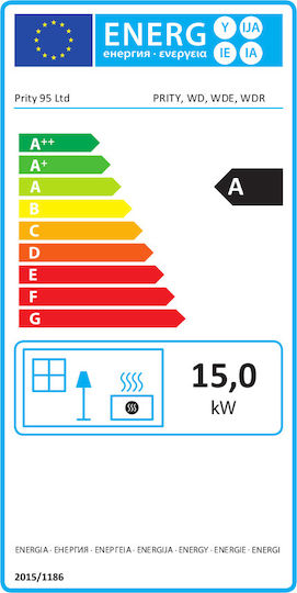 Prity Prity Metalic Soba pe lemne 15kW Negru