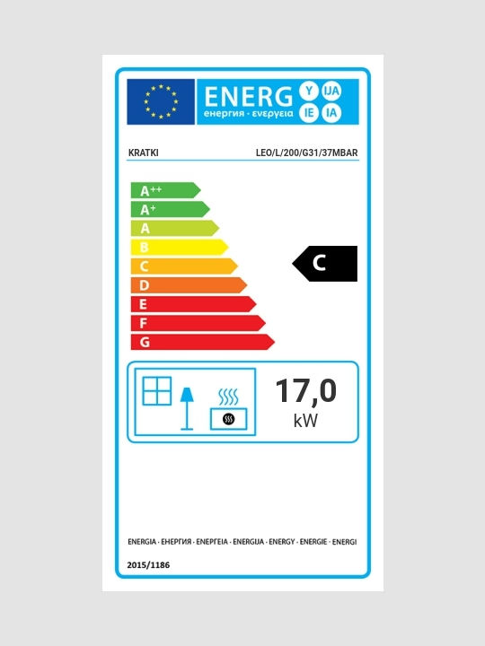 Kratki Leo L 200 G31 37 MBAR Ενεργειακό Τζάκι Αερίου 17kW Αριστερή Γωνία με Σταθερή Πόρτα