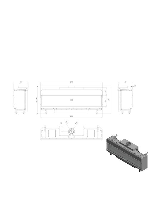 Kratki Leo 200 G31 37 MBAR Șemineu cu inserție Gaz 17kW Drept cu ușă fixă