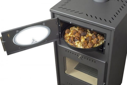 Alfatherm ALB-02 Metalic Soba pe lemne Încălzitor de aer cu Cuptor 15kW Negru