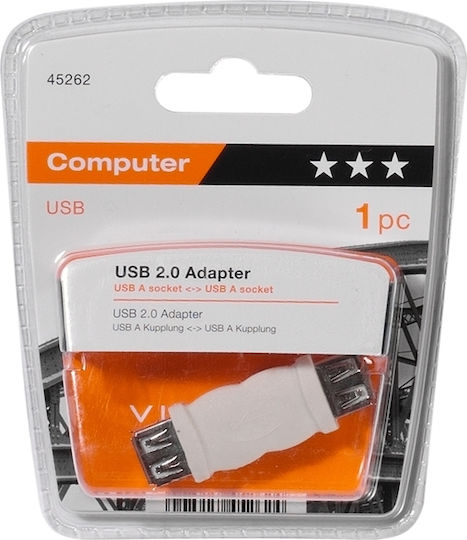 Vivanco Convertor USB-A feminin în USB-A feminin Alb 1buc 45262