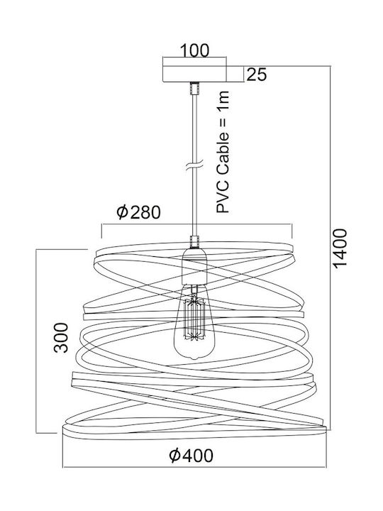 Aca Pendant Light Single-Light Bell for Socket E27 Black