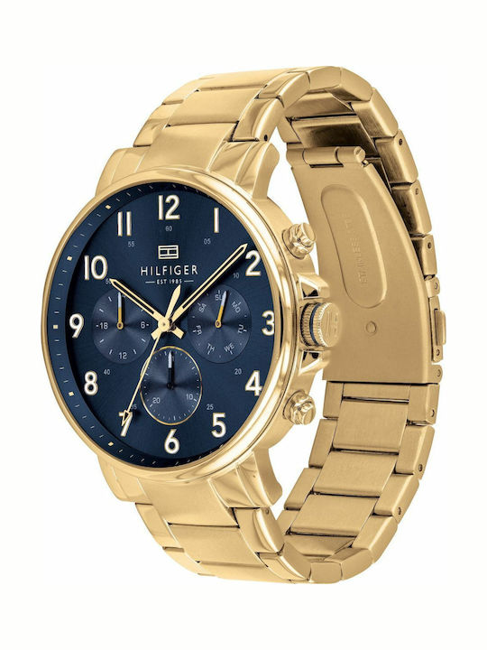 Tommy Hilfiger Daniel Ανδρικό Ρολόι 45mm Μπαταρίας με Χρυσό Μεταλλικό Μπρασελέ