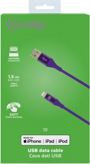 Celly Regular USB to Lightning Cable Μωβ 1.5m (Feeling)