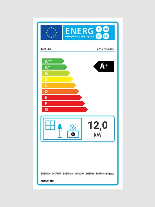 Kratki VNL 700 480 Ενεργειακό Τζάκι Ξύλου 12kW Αριστερή Γωνία με Συρόμενη Πόρτα