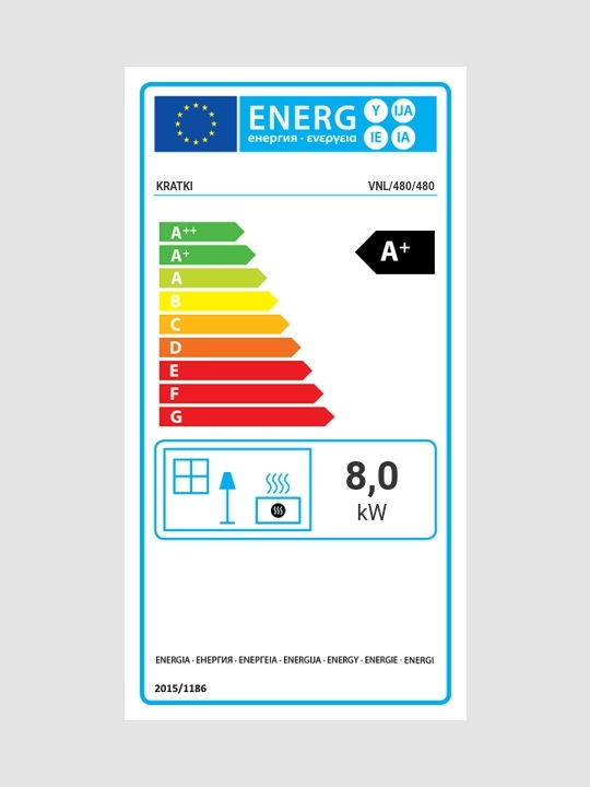 Kratki VNL 480 480 Ενεργειακό Τζάκι Ξύλου 8kW Αριστερή Γωνία με Συρόμενη Πόρτα