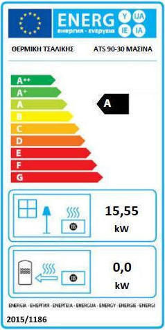 Thermiki ATS 90-30 Stahl Holzofen mit Ofen 15.55kW Schwarz