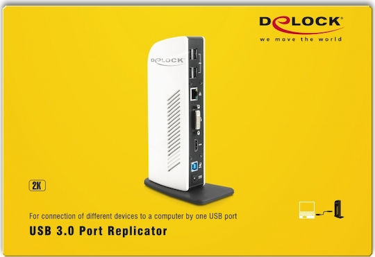 DeLock USB-A Docking Station με HDMI Ethernet Λευκό (87568)