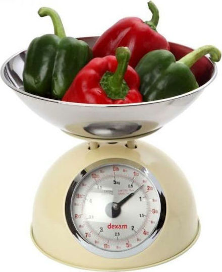 Dexam Retro Analoge Küchenwaage mit Eimer bis 5kg Creme