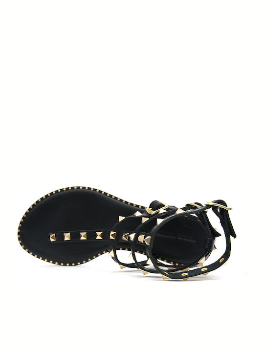 Sandale Casual Damă Gladiator Din Piele Negre