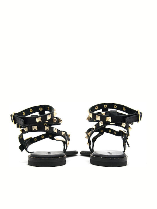 Sandale Casual Damă Gladiator Din Piele Negre