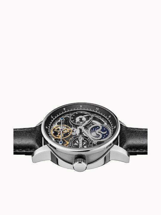 Ingersoll The Jazz Ανδρικό Ρολόι 42mm Αυτόματο με Μαύρο Δερμάτινο Λουράκι