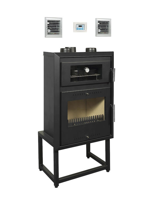 Alfatherm A04f Șemineu cu inserție Lemn Ventilație 11kW Drept cu uși de cabinet Rezervor de expansiune închis