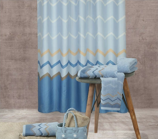 Nef-Nef Homeware Reidar Shower Curtain Fabric 180x180cm Blue 019002 Nef-Nef Homeware Reidar Shower Curtain Fabric 180x180cm Blue 019002