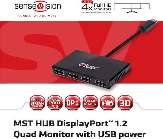 Club3D Конвертор DisplayPort мъжки към DisplayPort женски Черен 1бр CSV-6400