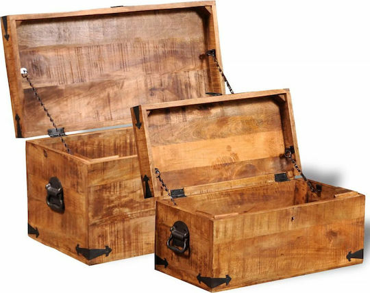 vidaXL Set Cufere Decorative Din Lemn 2 Bucăți Maro vidaXL Set Cufere Decorative Din Lemn 2 Bucăți Maro