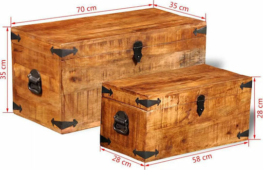 vidaXL Wooden Decorative Trunks Set Brown 2pcs