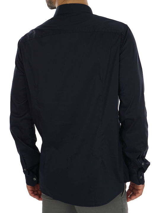 Emporio Armani Men's Shirt Long Sleeve Cotton Navy Blue