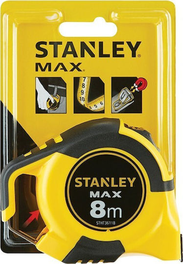 Stanley Maßband mit automatischem Rücklauf und Magnet 25mm x 8m