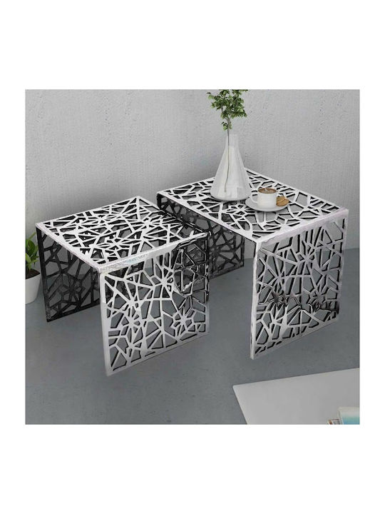 Square Aluminium Zigon Tables Silver L49xW39xH40cm