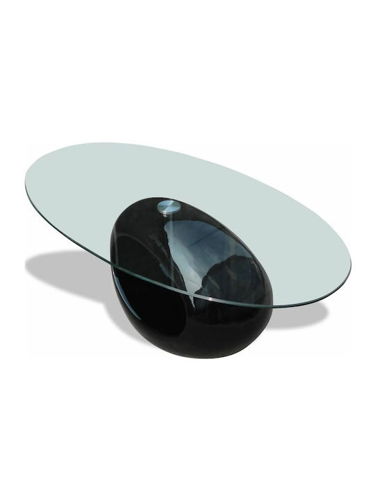 Oval Glass Coffee Table Black L115xW65xH40cm