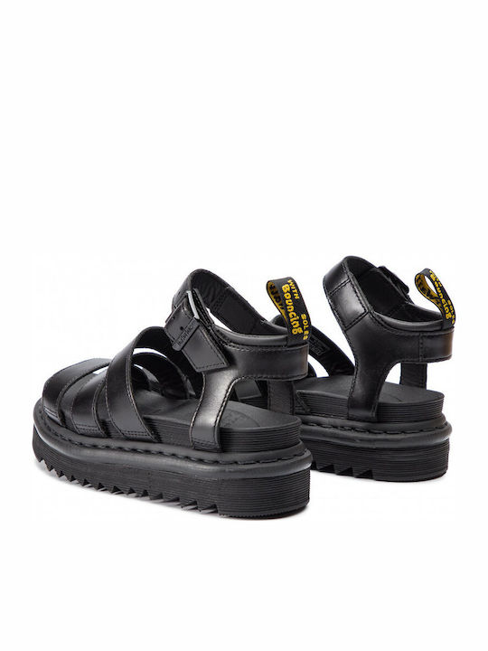 Blaire Δερμάτινα Γυναικεία Σανδάλια Flatforms Μαύρα
