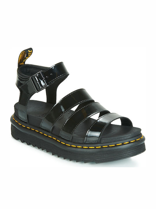 Blaire Δερμάτινα Γυναικεία Σανδάλια Flatforms Μαύρα