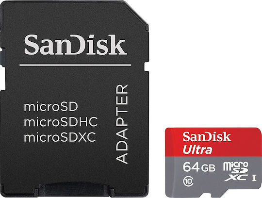 Sandisk Ultra microSDXC 64GB U1 A1 UHS-I 80MB/s με αντάπτορα